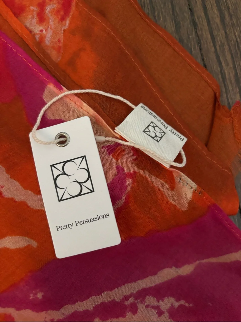 Pretty Persuasions Orange Floral Print Scarf with Pink Accents